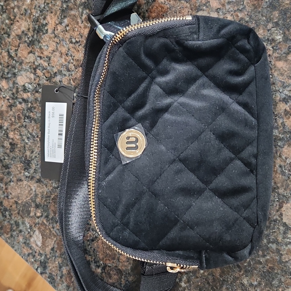Women's Black Quilted Belt Bag